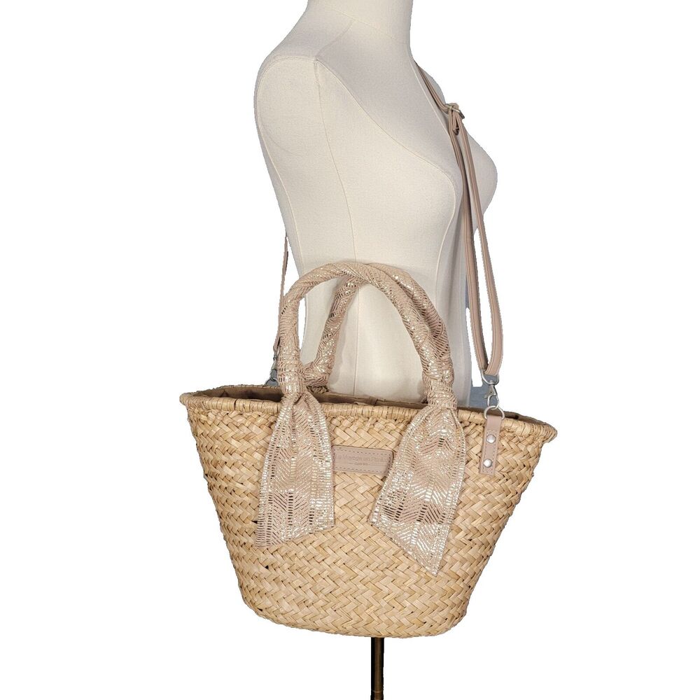 Le Voyage en Panier Felington Camel Print Scarf Handle Tote Crossbody Strap